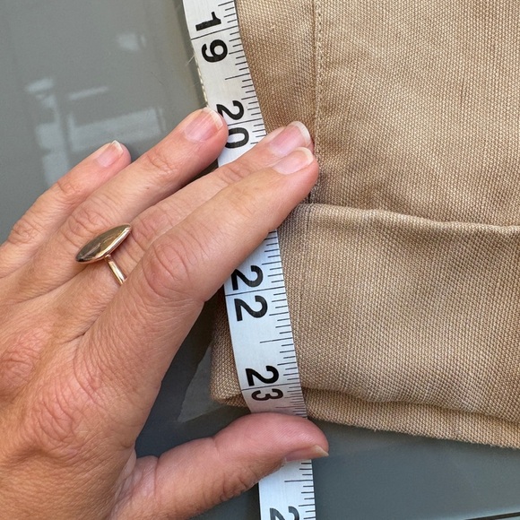 Aritzia Wilfred Tan Straight Leg High Waist Crop Pants Sustainable Linen Small - Picture 11 of 12